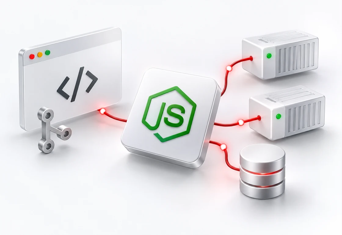 A Node.js application tile connected to deployment tools and cloud services.