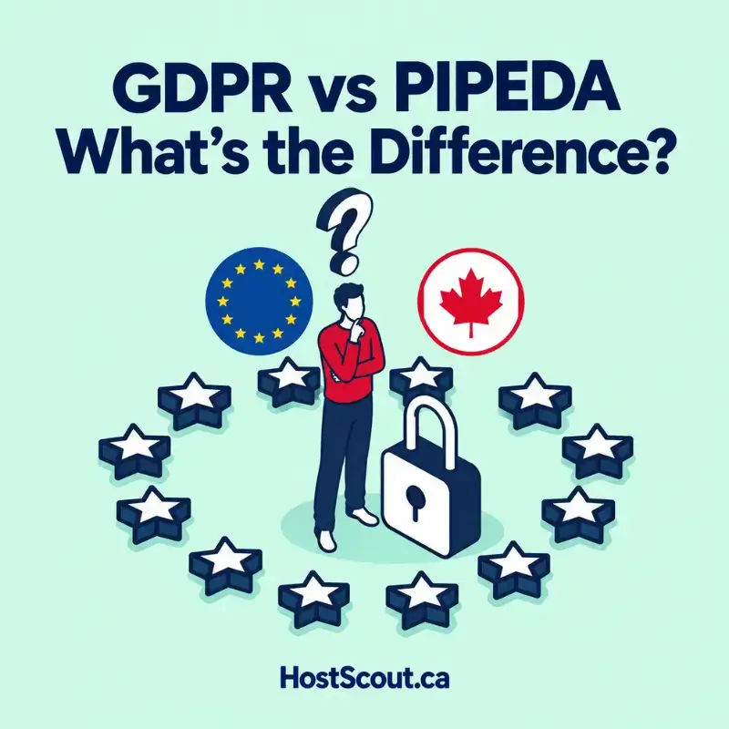 Illustration comparing GDPR and PIPEDA privacy obligations for Canadian websites
