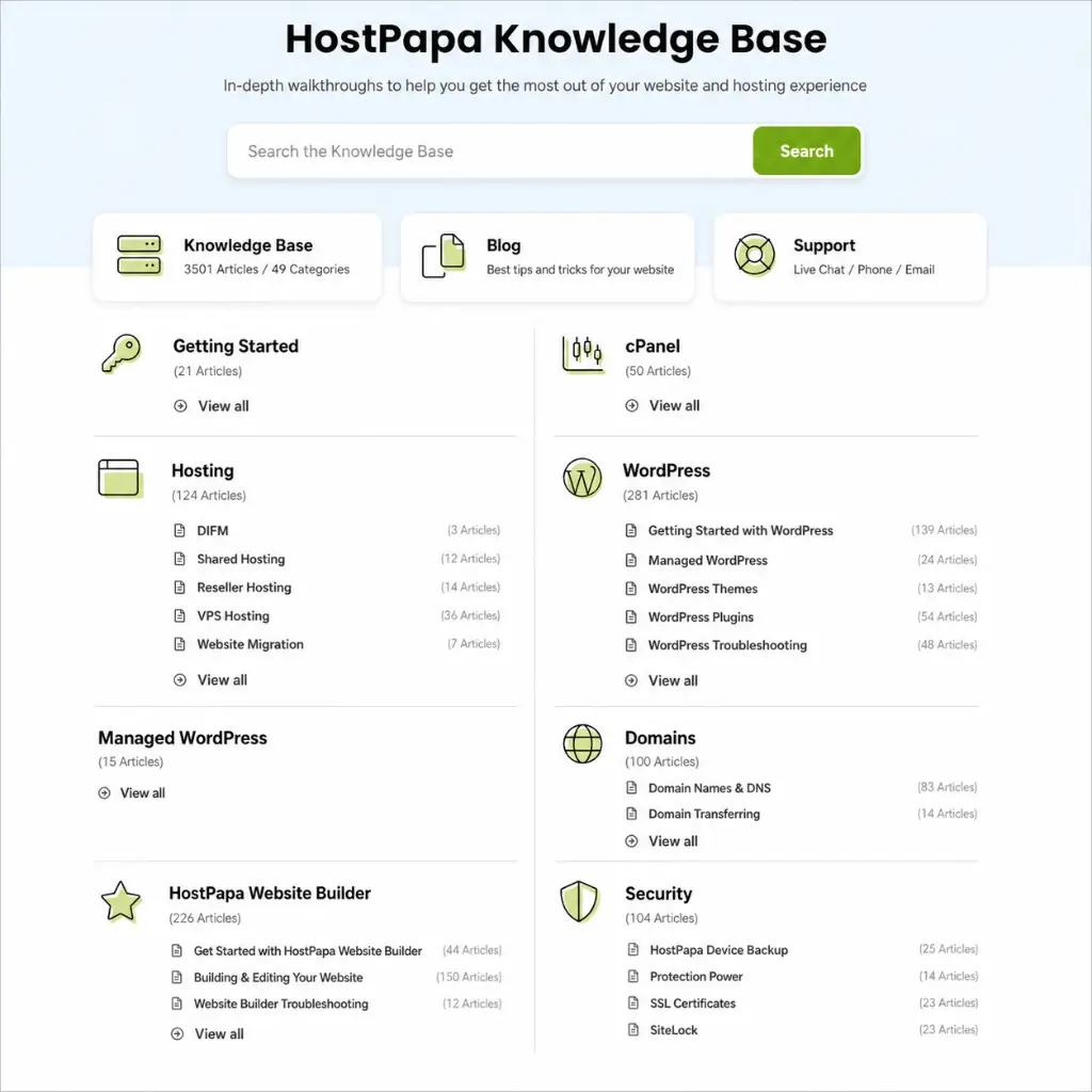 HostPapa knowledge base and self-help articles